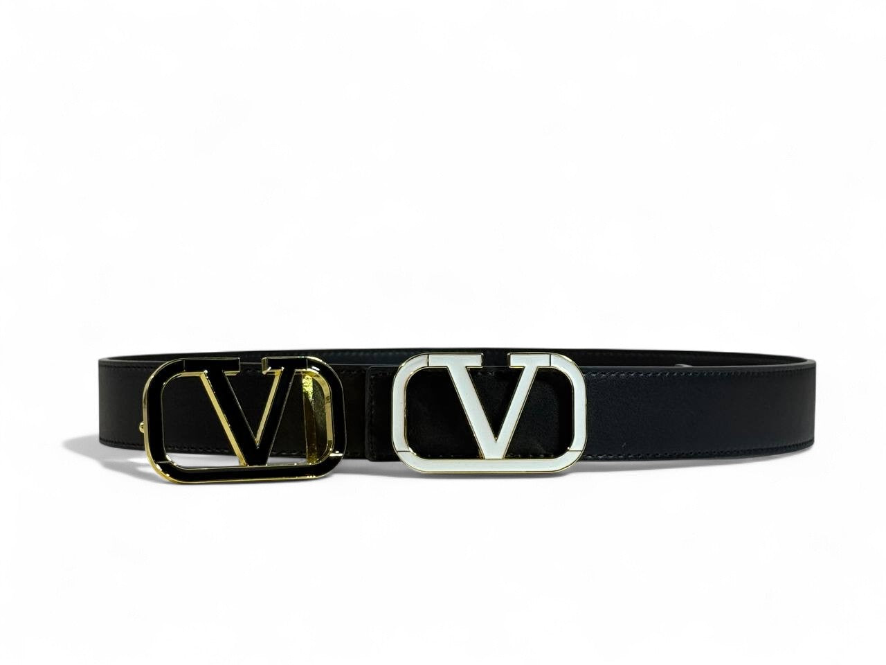 Valentino Garavani Belt Set 🖤✨ | 120 cm • Gold & Black “V” Buckles • Signature Red Gift Box