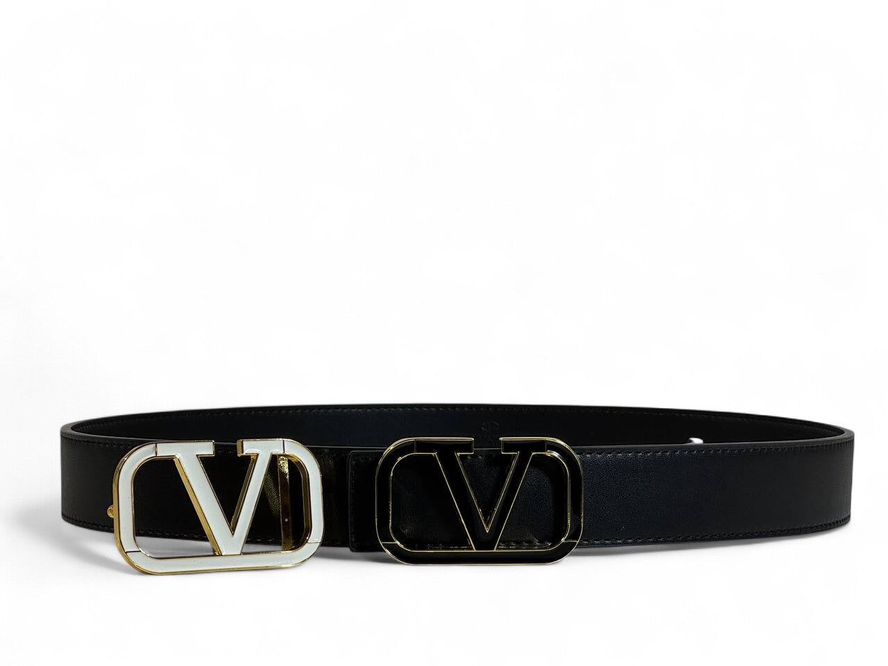 Valentino Garavani Belt Set 🖤✨ | 120 cm • Gold & Black “V” Buckles • Signature Red Gift Box