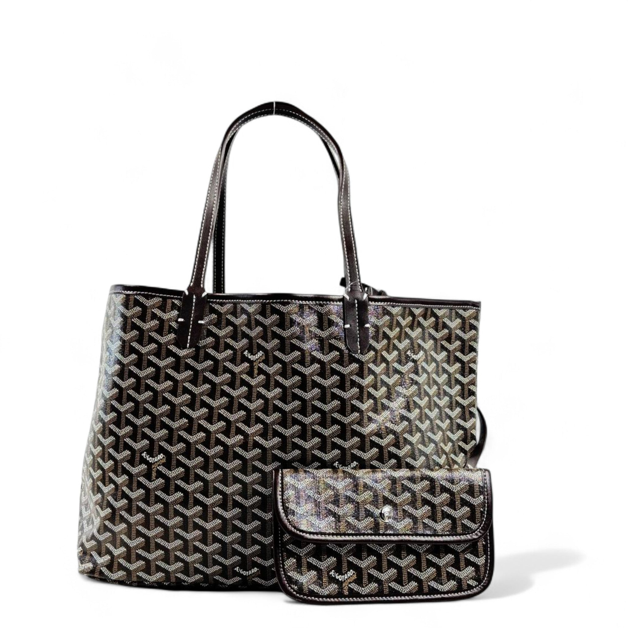 Goyard Tote Bag 🖤✨ | Classic Brown • Signature Chevron Pattern • Matching Pouch