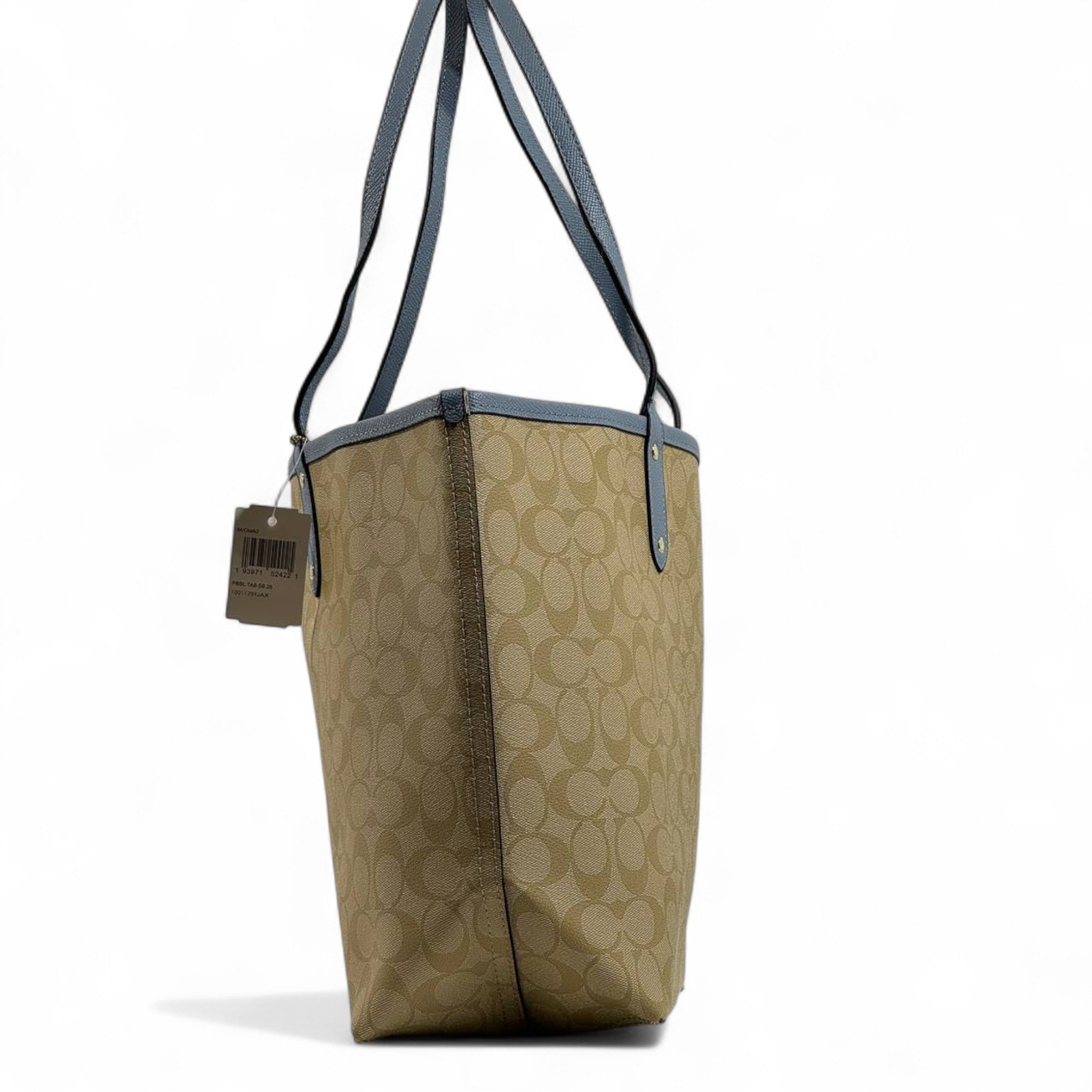 Coach Double-Face Tote Bag 👜💙🤍 | Reversible Beige Monogram & Powder Blue • 2-in-1 Luxury Tote