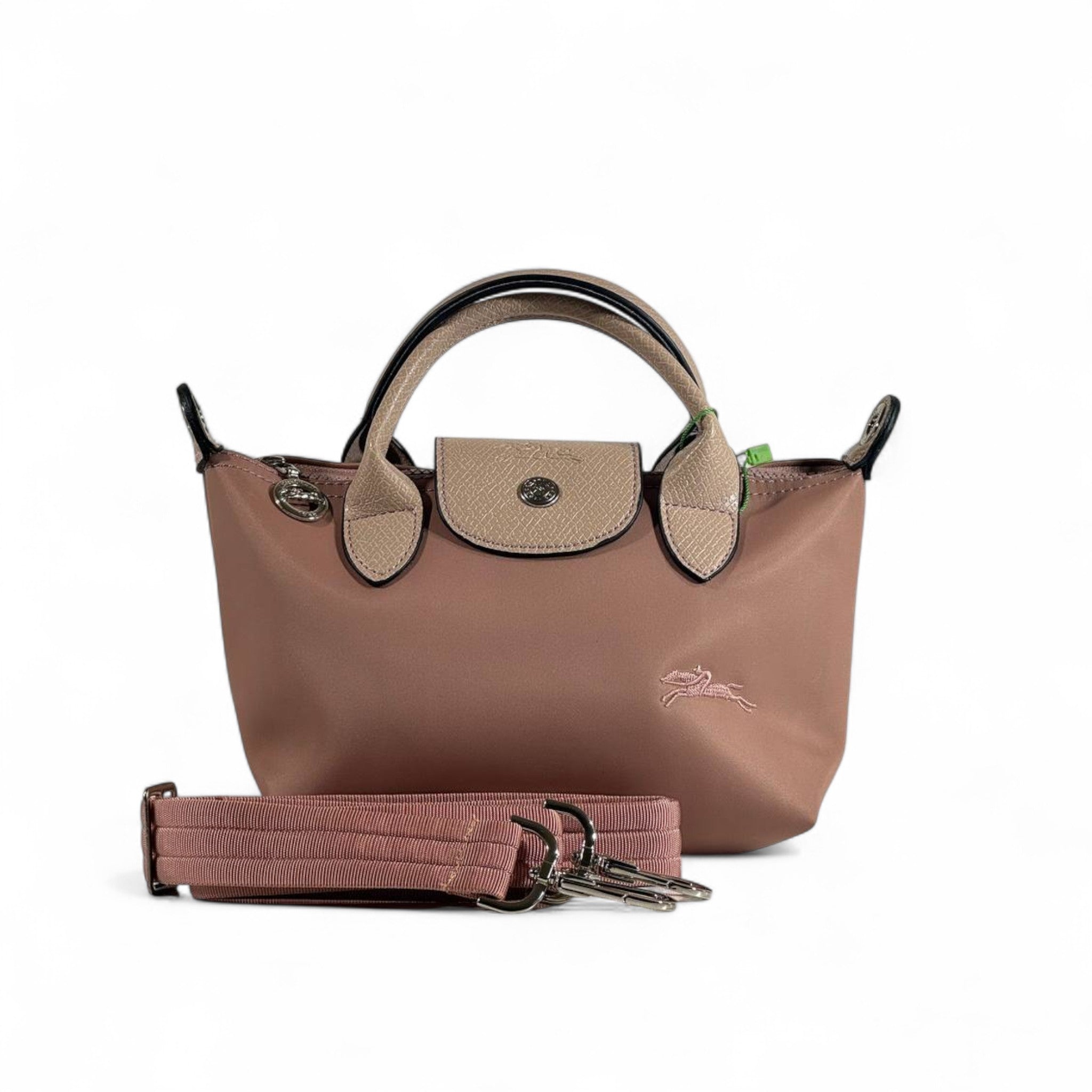 Longchamp Le Pliage Top Handle Bag 🌸 Nude Pink & Beige | Crossbody Strap Included