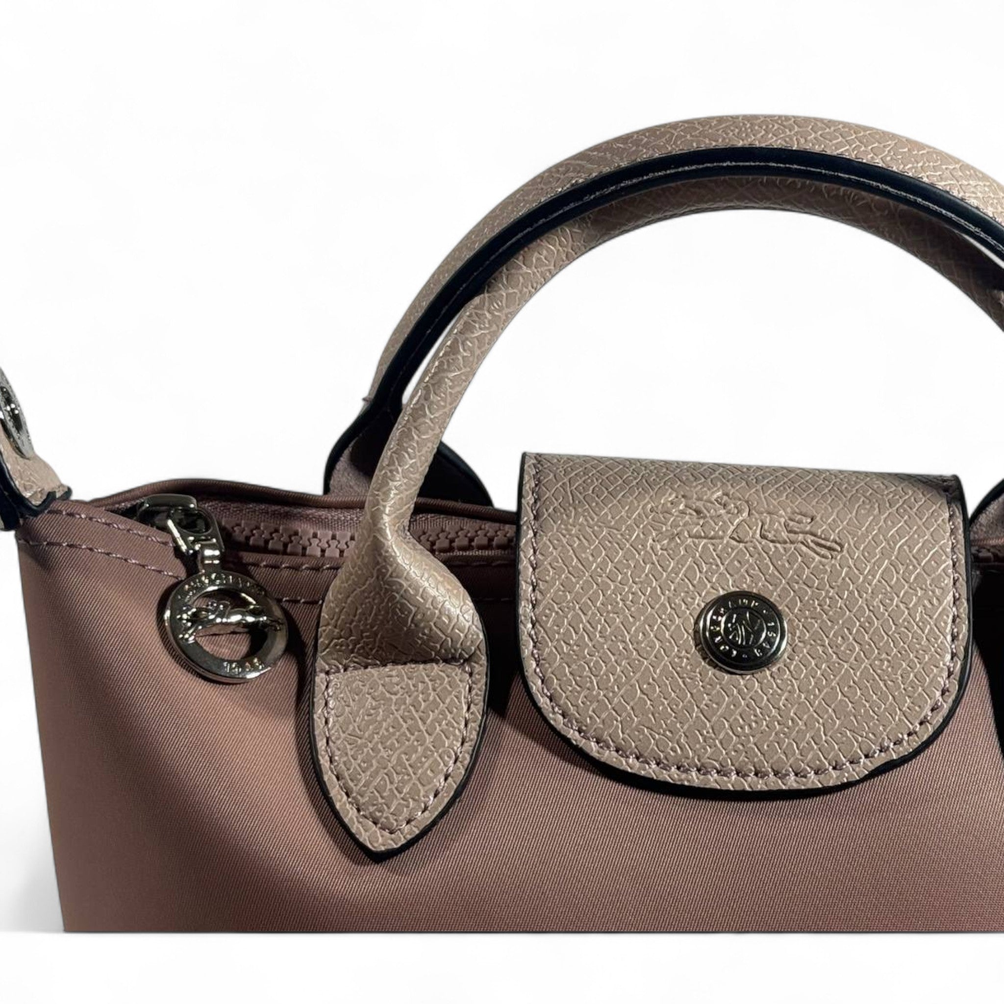 Longchamp Le Pliage Top Handle Bag 🌸 Nude Pink & Beige | Crossbody Strap Included
