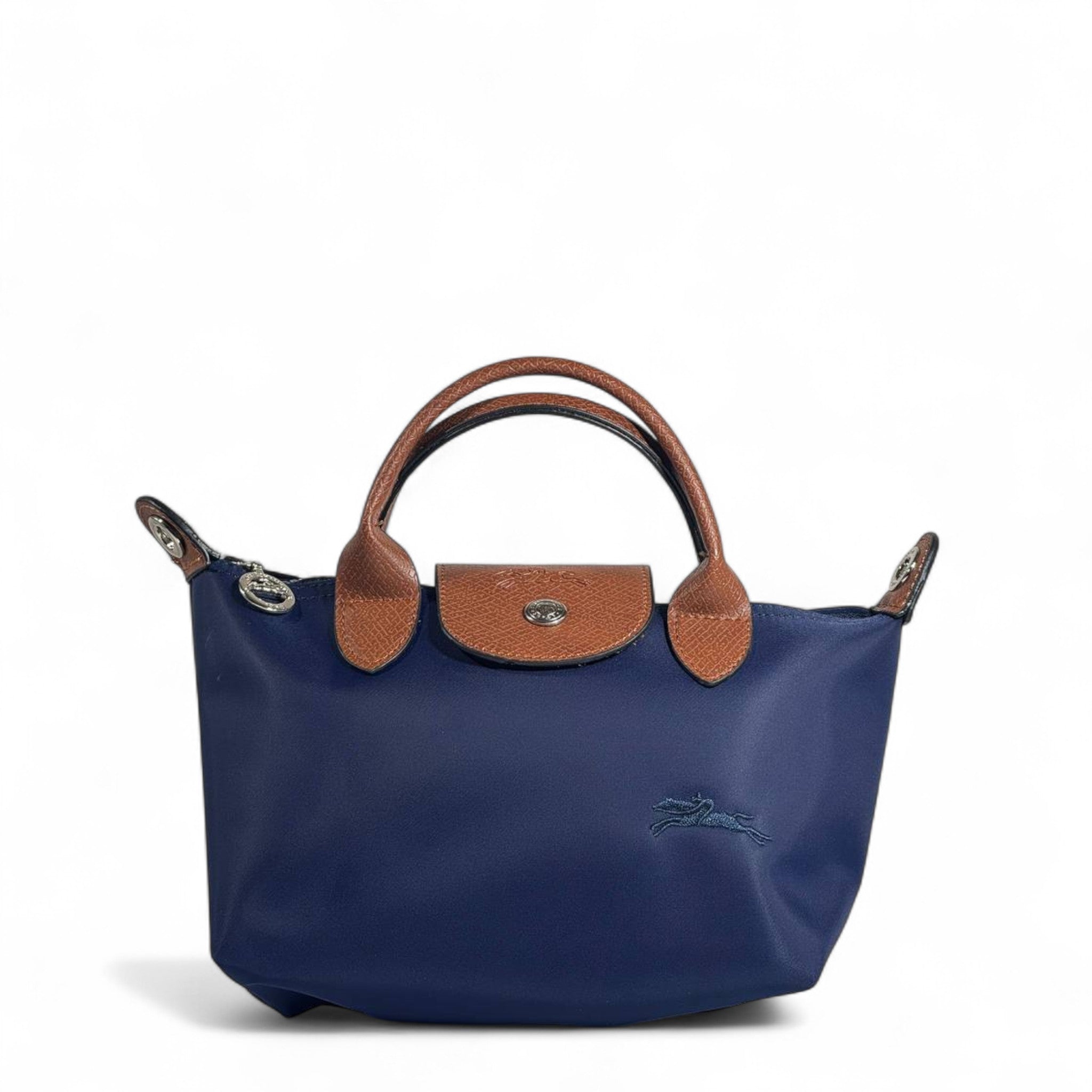 Longchamp Le Pliage Top Handle Bag 💙 Navy & Brown | Elegant Crossbody