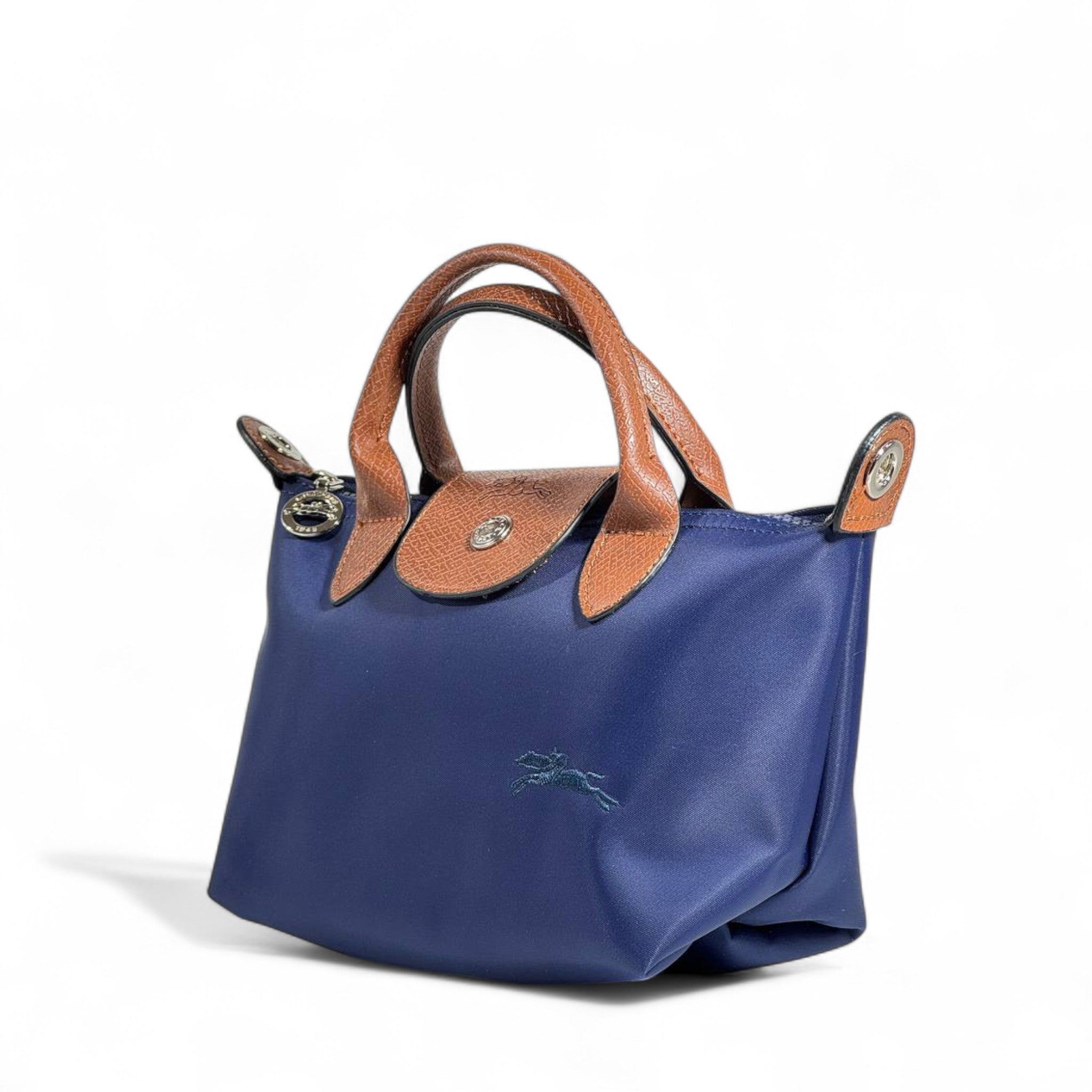 Longchamp Le Pliage Top Handle Bag 💙 Navy & Brown | Elegant Crossbody