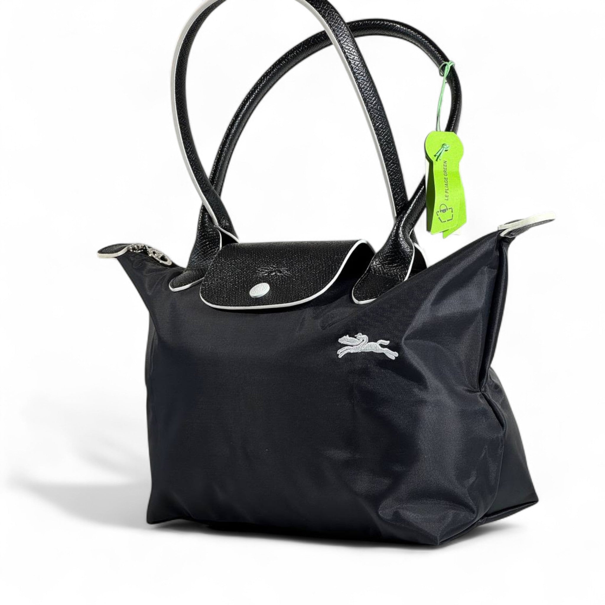 Longchamp Le Pliage Top Handle Bag 💙 Navy Blue with Brown Leathery