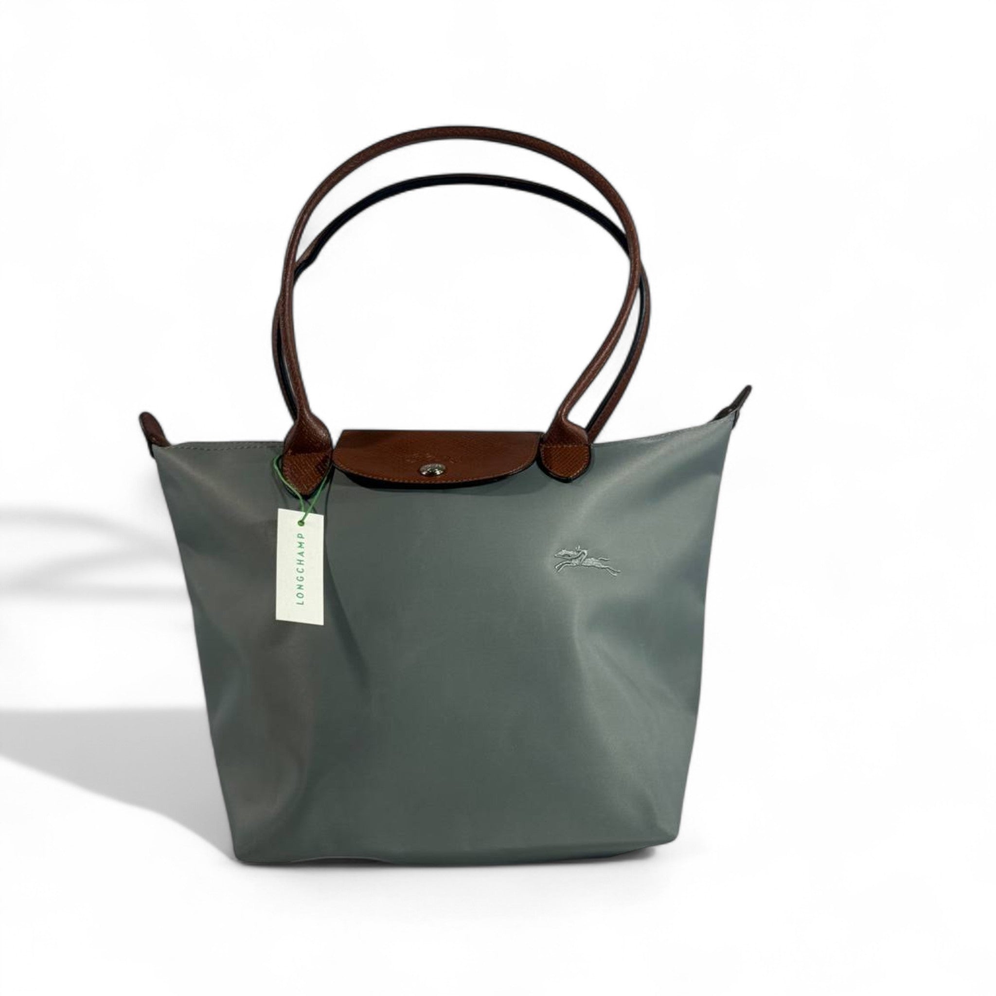 Longchamp Le Pliage Tote 🌿 Sage Green & Brown – Timeless Chic