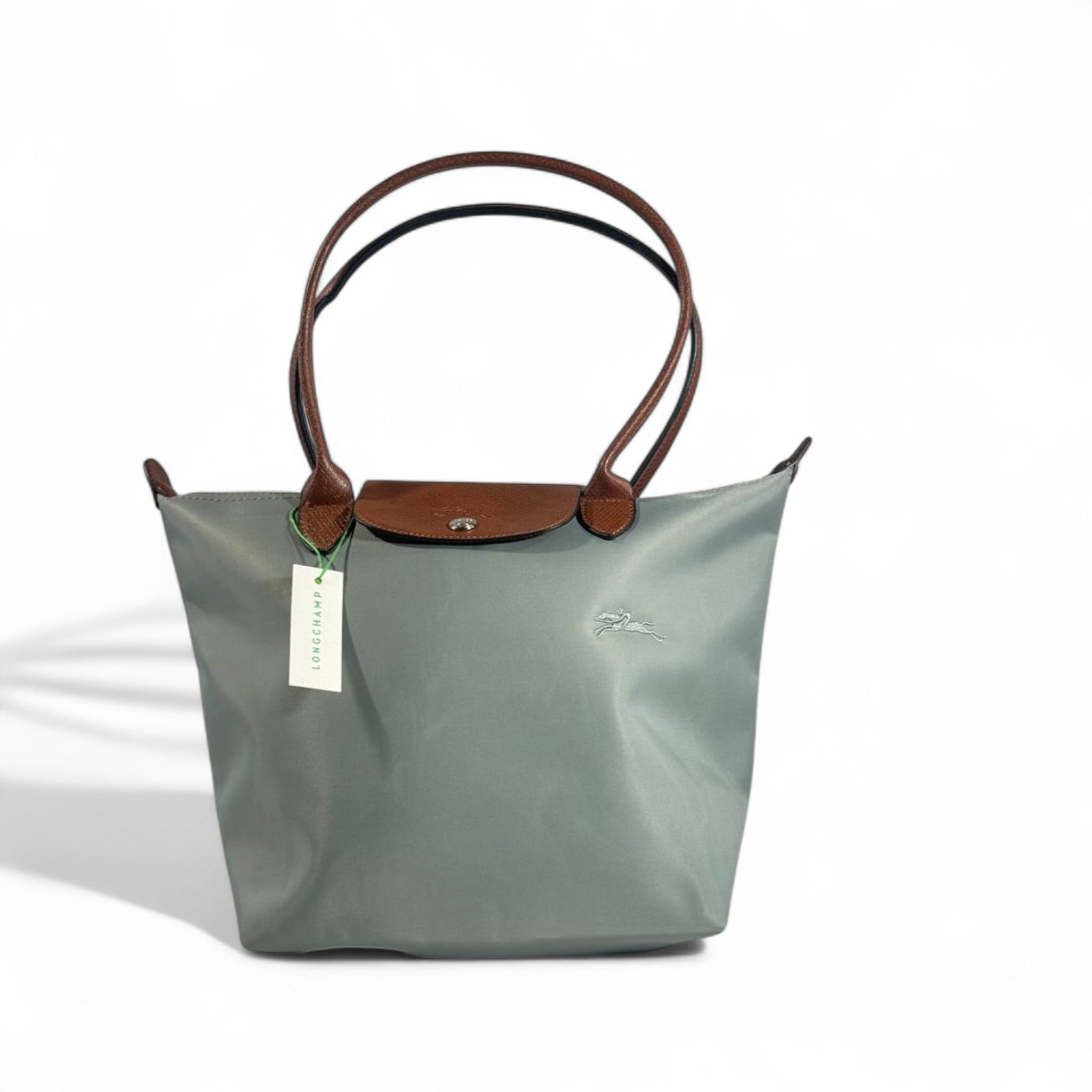 Longchamp Le Pliage Tote 🌿 Sage Green & Brown – Timeless Chic