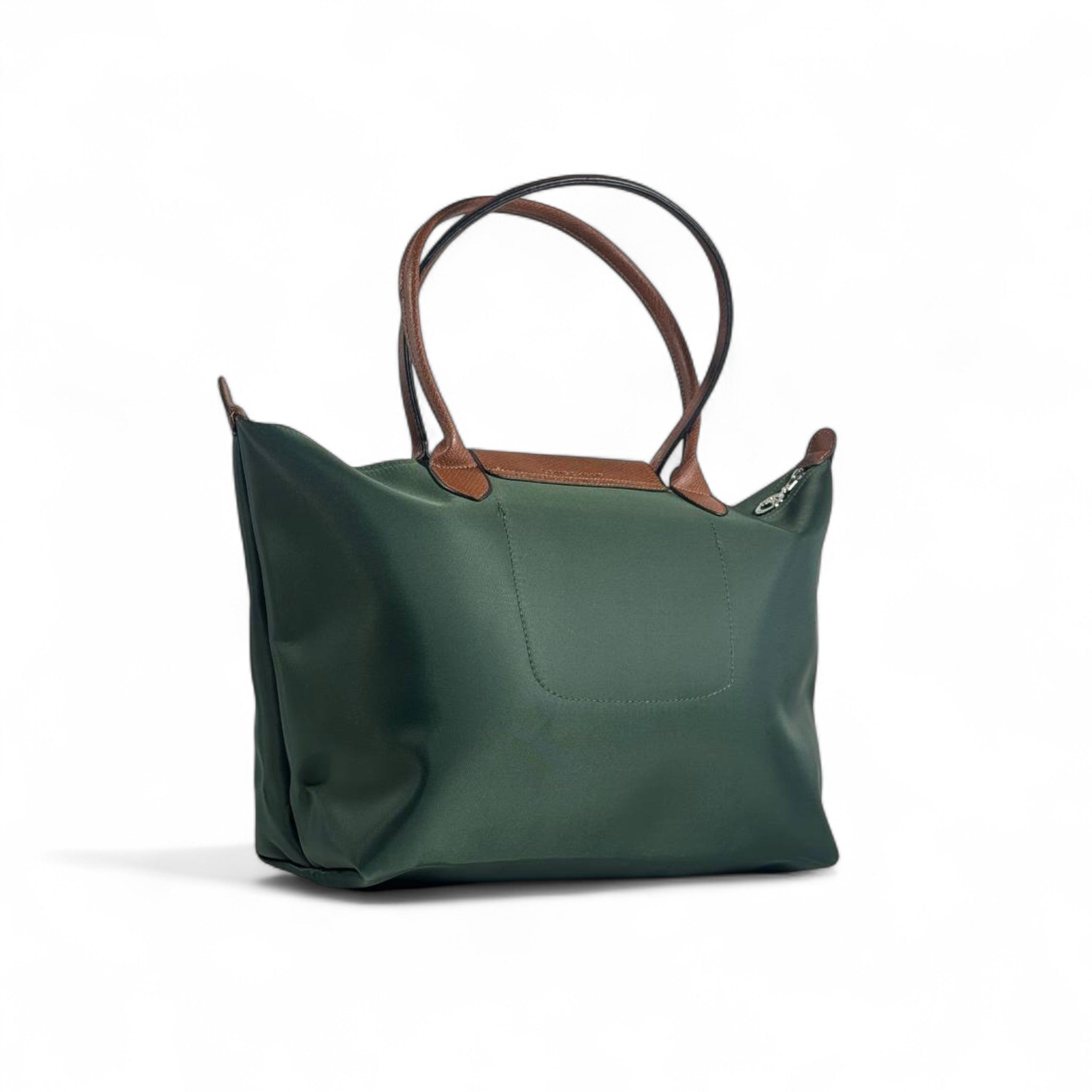 Longchamp Le Pliage Tote 🌿 Forest Green & Brown – Effortless Parisian Chic