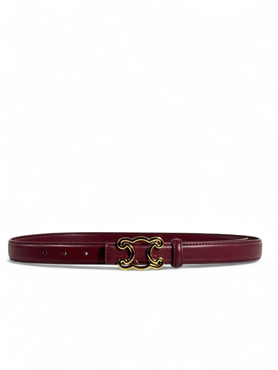 Celine Burgundy Leather Belt with Iconic Triomphe Buckle ✨🍷 — 110 cm