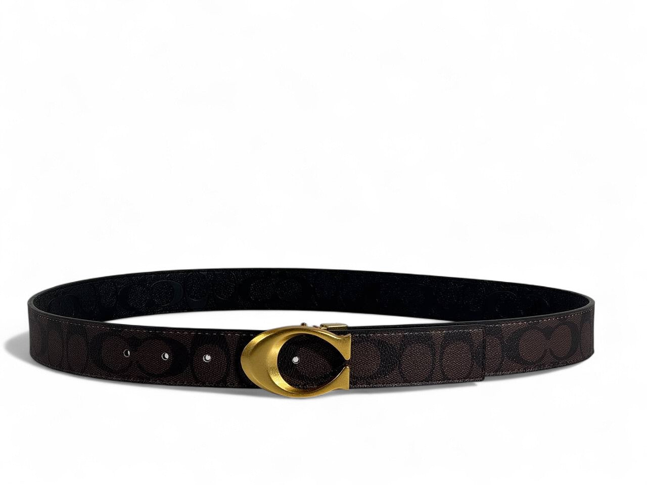 Coach Signature “C” Buckle Belt 🖤🤎 | 115 cm Double-Face Luxury Design