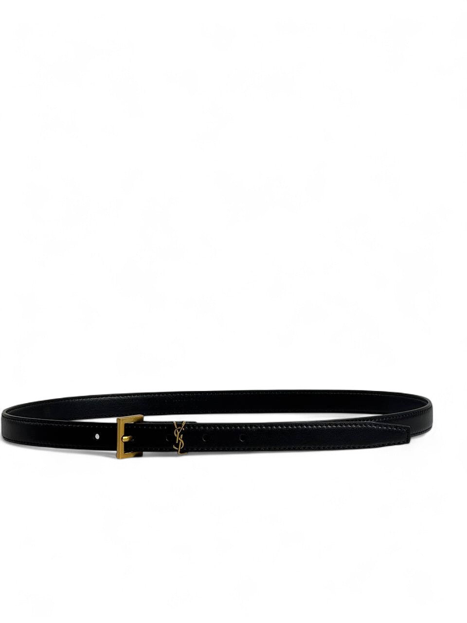 ✨ YSL Black Leather Belt with Gold Buckle — 100 cm | Timeless Luxury Accessory