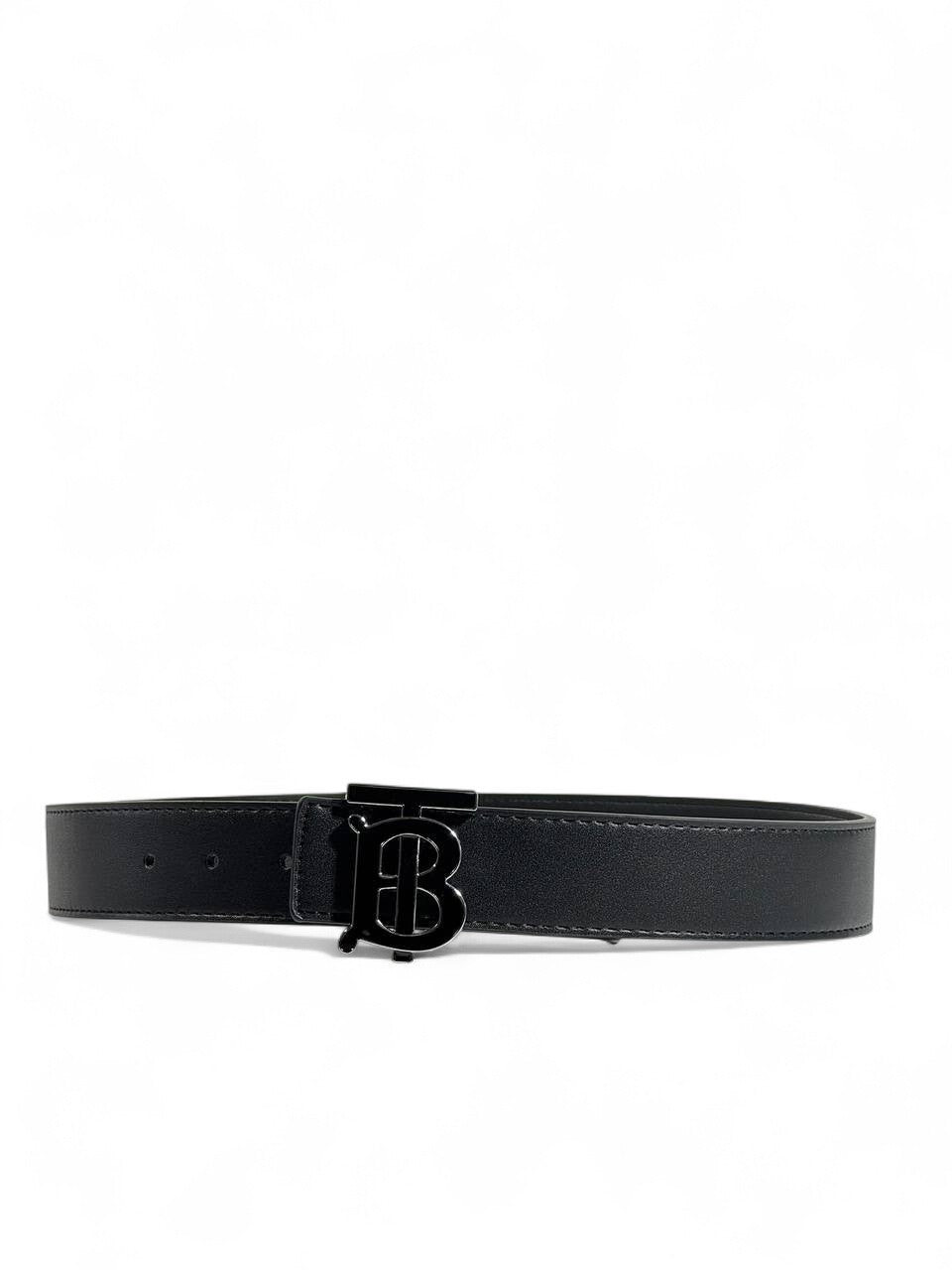 🖤 Burberry TB Monogram Black Leather Belt — 110 cm | Sleek British Luxury 🇬🇧