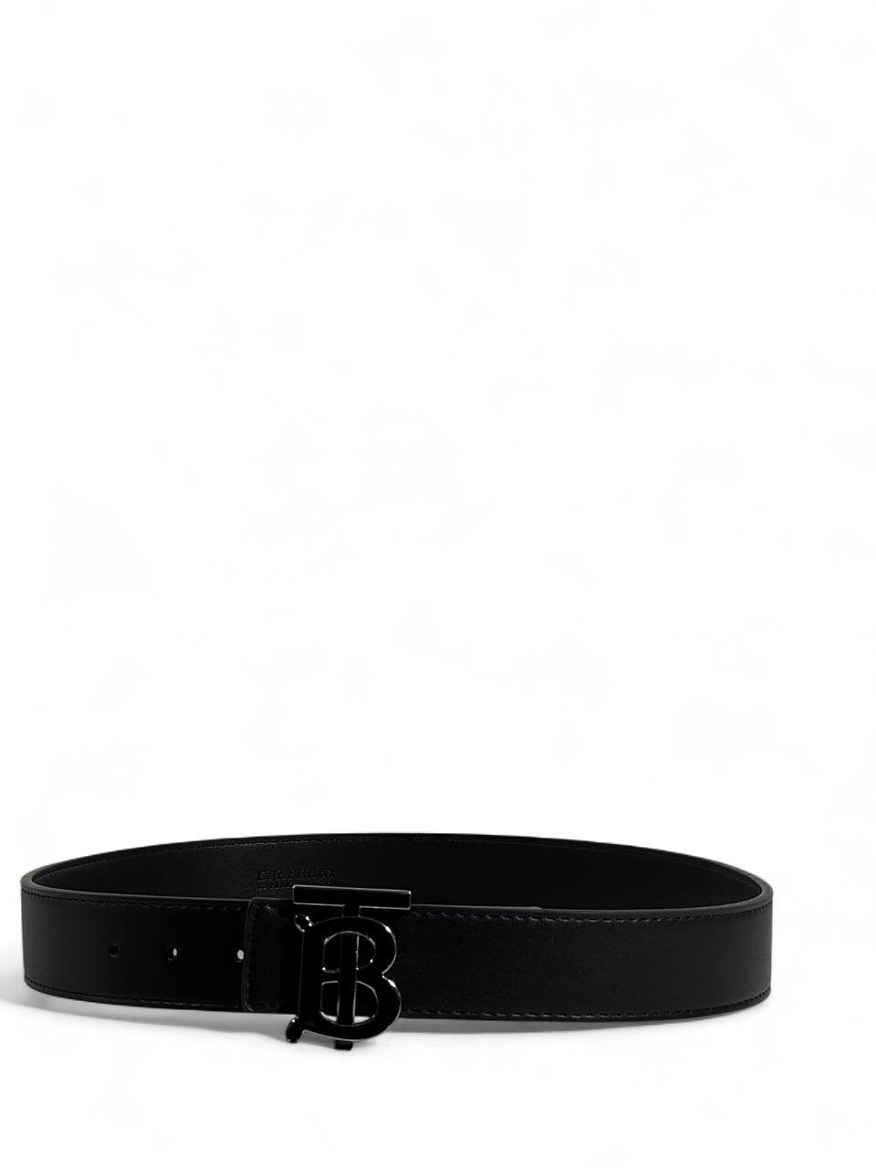 🖤 Burberry TB Monogram Black Leather Belt — 110 cm | Sleek British Luxury 🇬🇧