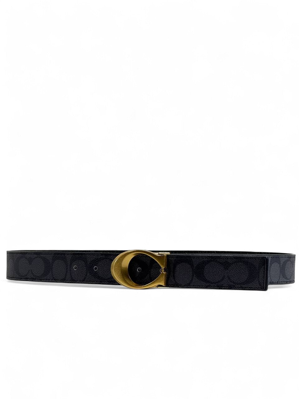 Luxury Double-Face Coach Belt 🖤✨ | Black Signature with Gold Buckle – 110 cm