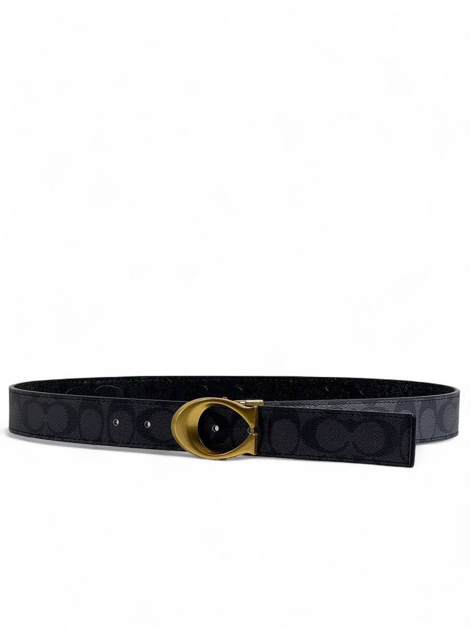 Luxury Double-Face Coach Belt 🖤✨ | Black Signature with Gold Buckle – 110 cm