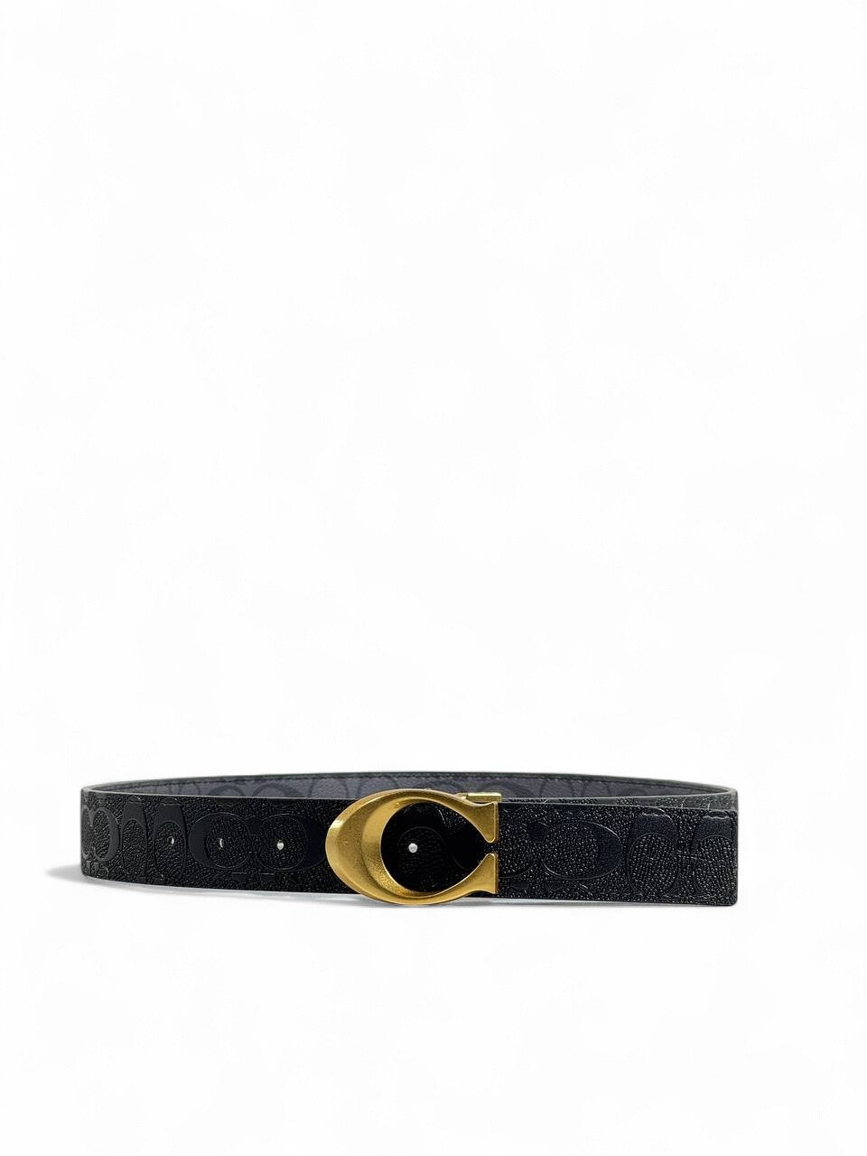 Luxury Double-Face Coach Belt 🖤✨ | Black Signature with Gold Buckle – 110 cm