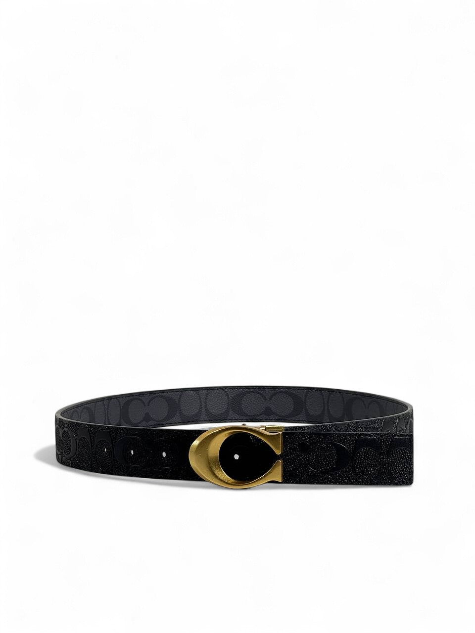 Luxury Double-Face Coach Belt 🖤✨ | Black Signature with Gold Buckle – 110 cm