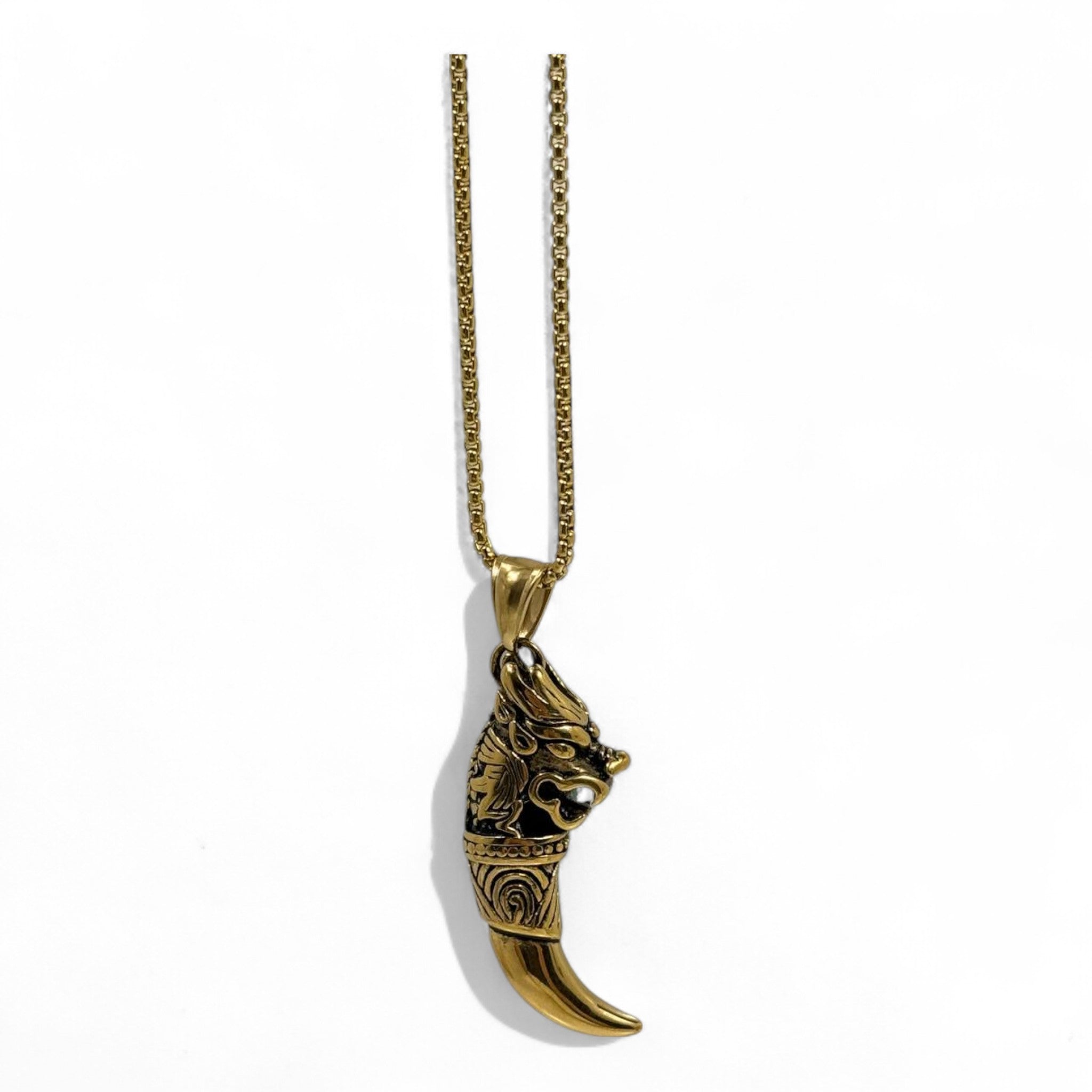 🐉 Gold Dragon Fang Pendant Necklace | Bold & Symbolic | 40cm Chain