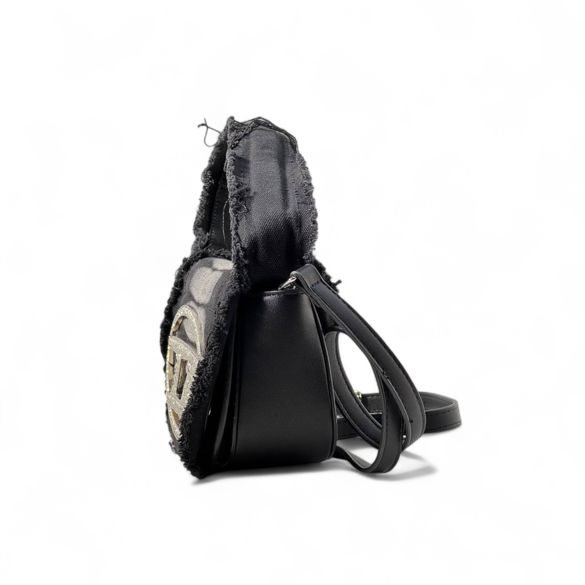 🖤 DIESEL Distressed Logo Bag | Rhinestone Shoulder Statement