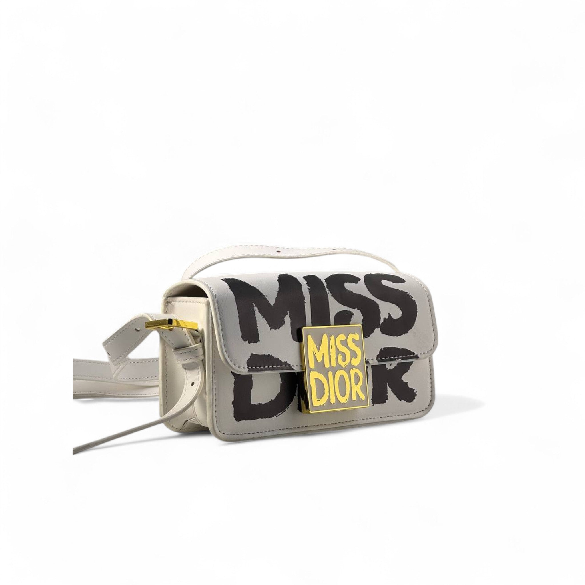 🎨 Miss Dior Graffiti Shoulder Bag – Bold White Edition 🖤🤍