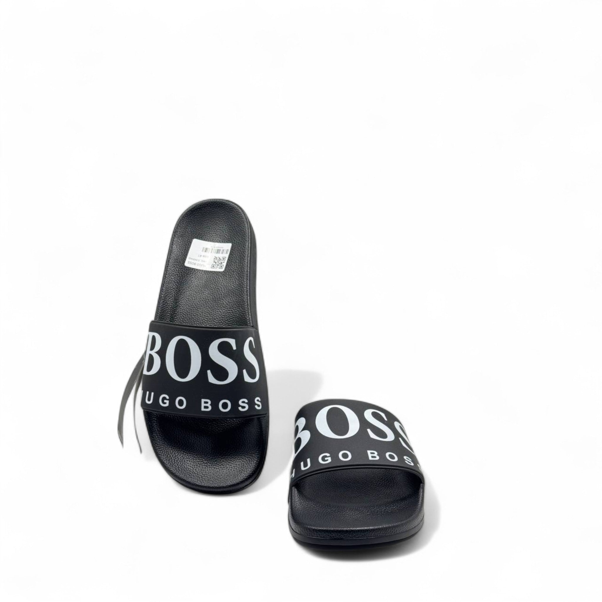 ๐ค Hugo Boss Logo Slides โ Black & White Comfort Edition โ๏ธ