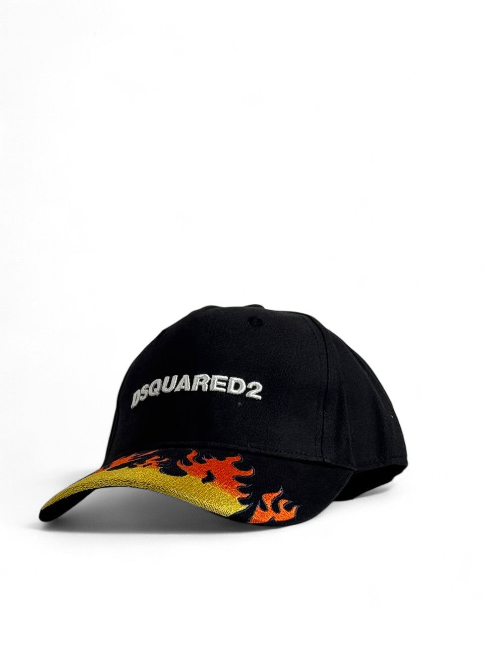Dsquared2 Black Cap with Flame Visor 🖤🔥 | Bold Streetwear Style