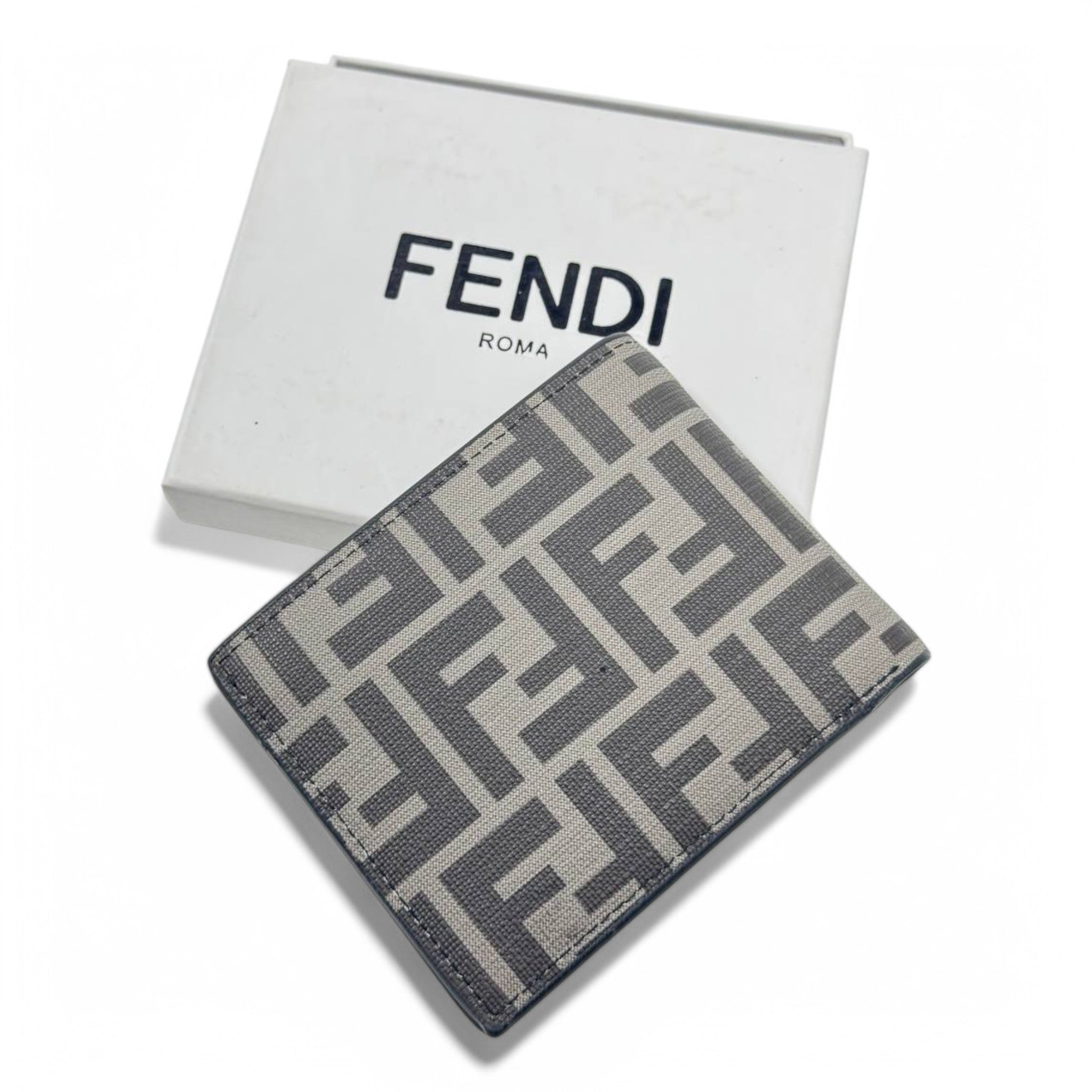 Fendi Bifold Wallet – FF Logo Canvas with Yellow & Black Leather Detail