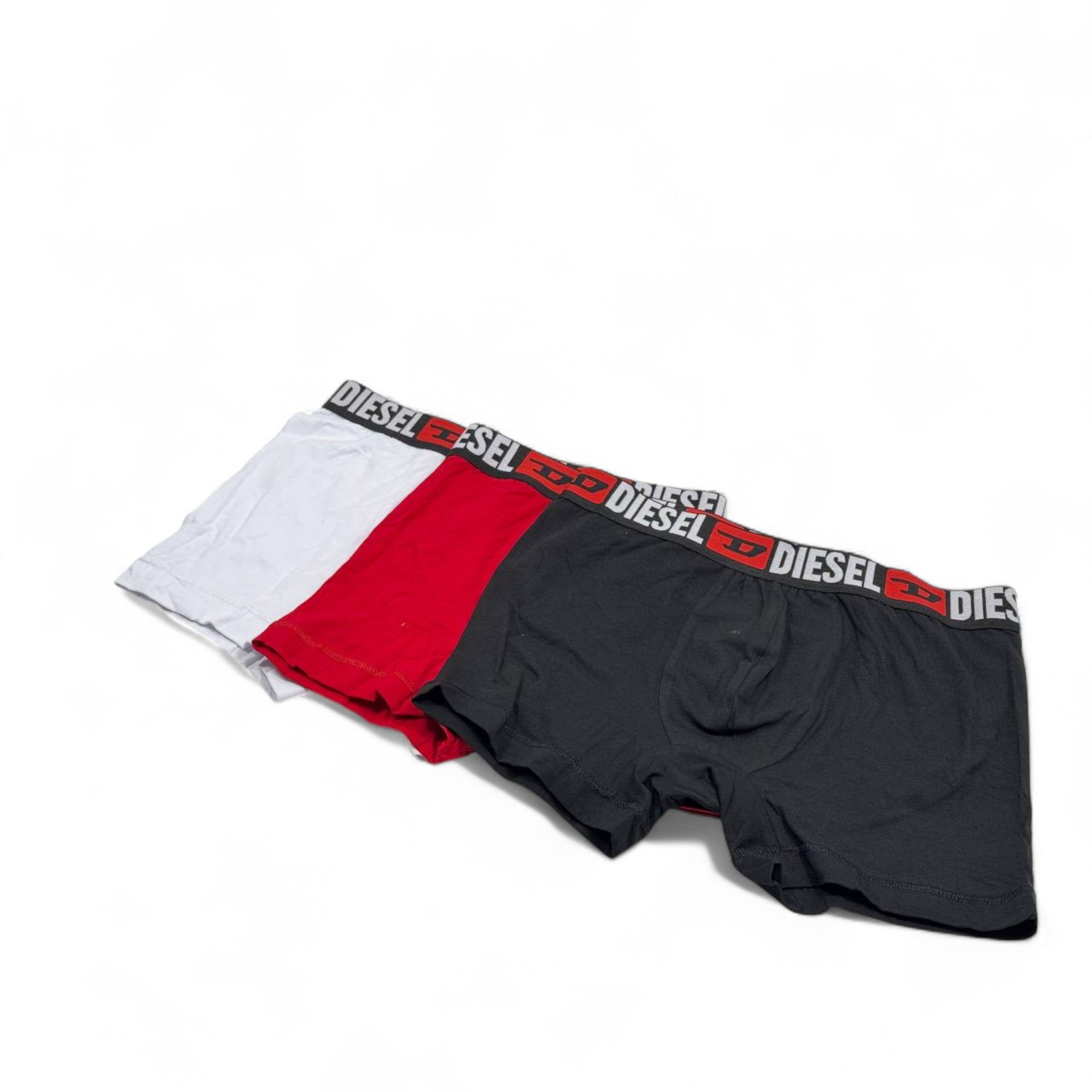 🩳 Diesel Men’s Boxer Set – 3-Pack Core Logo Edition (White, Red, Black) 🔥