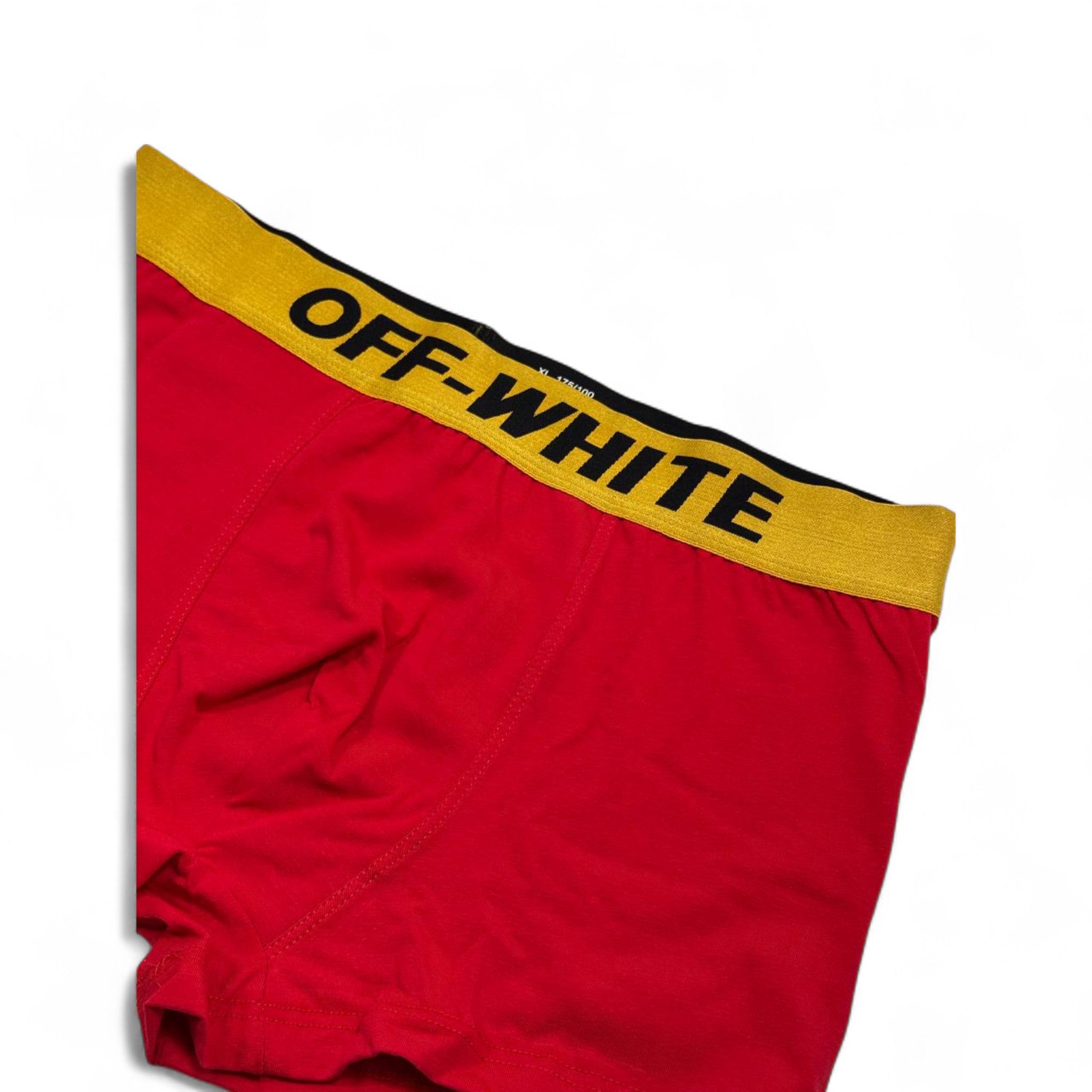 🩳 Off-White Men’s Boxer Set – 3-Pack Yellow Waistband Edition (White, Black, Red) ⚡