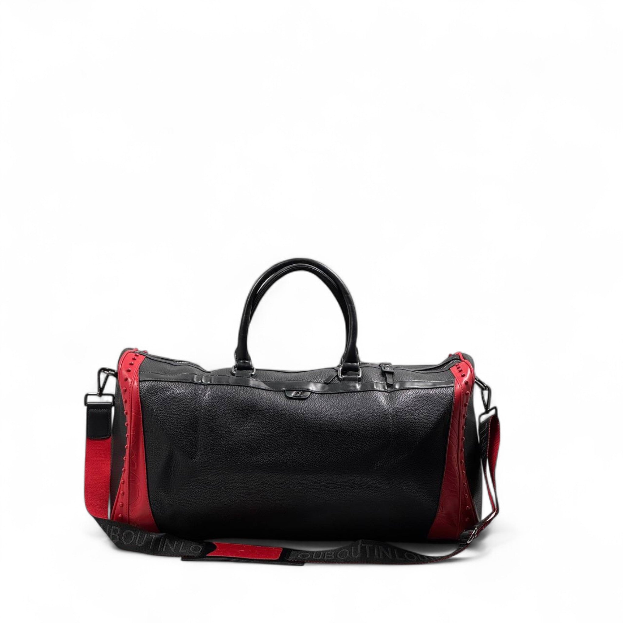 🧳 Christian Louboutin Travel Duffle Bag – Black & Red Leather Luxe