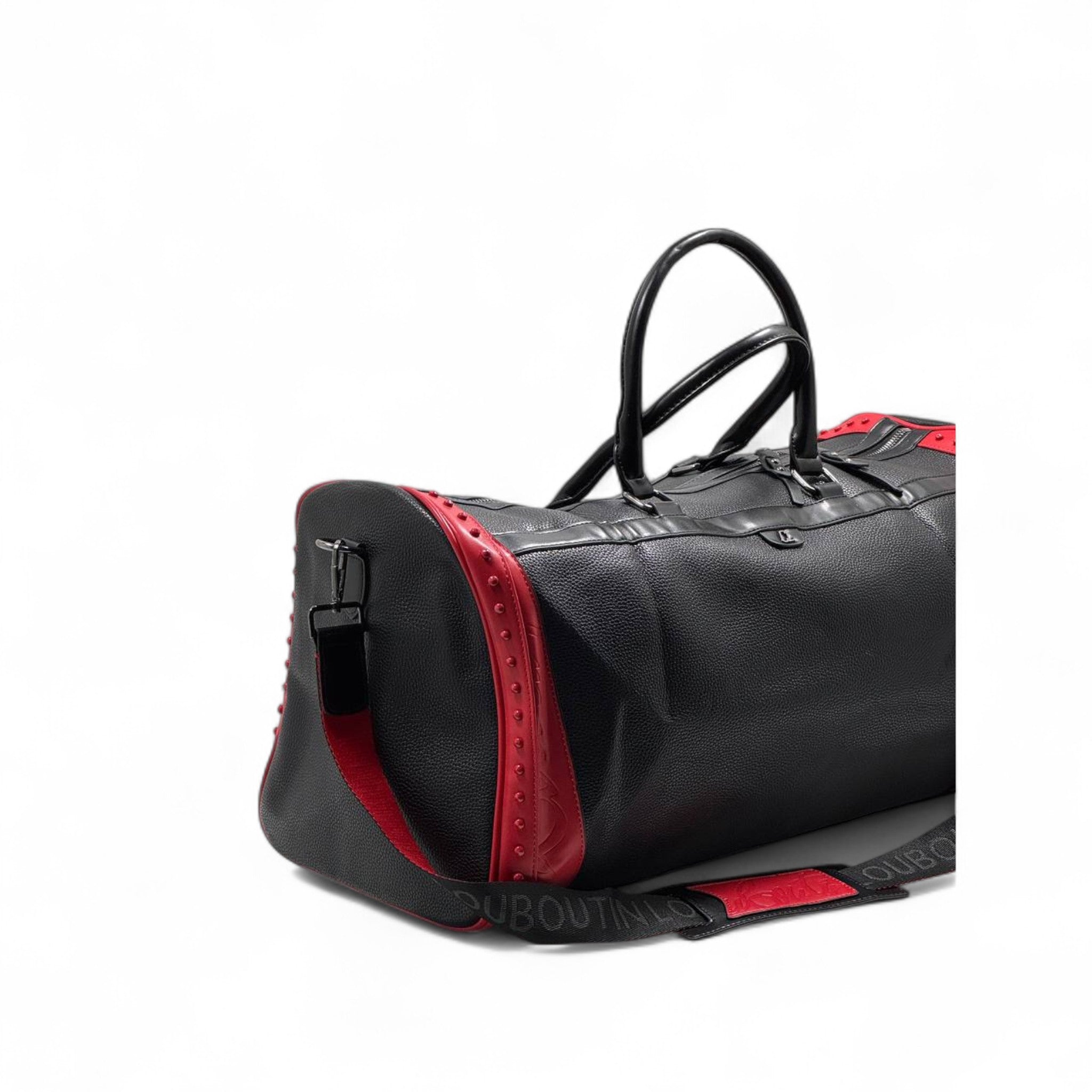 🧳 Christian Louboutin Travel Duffle Bag – Black & Red Leather Luxe