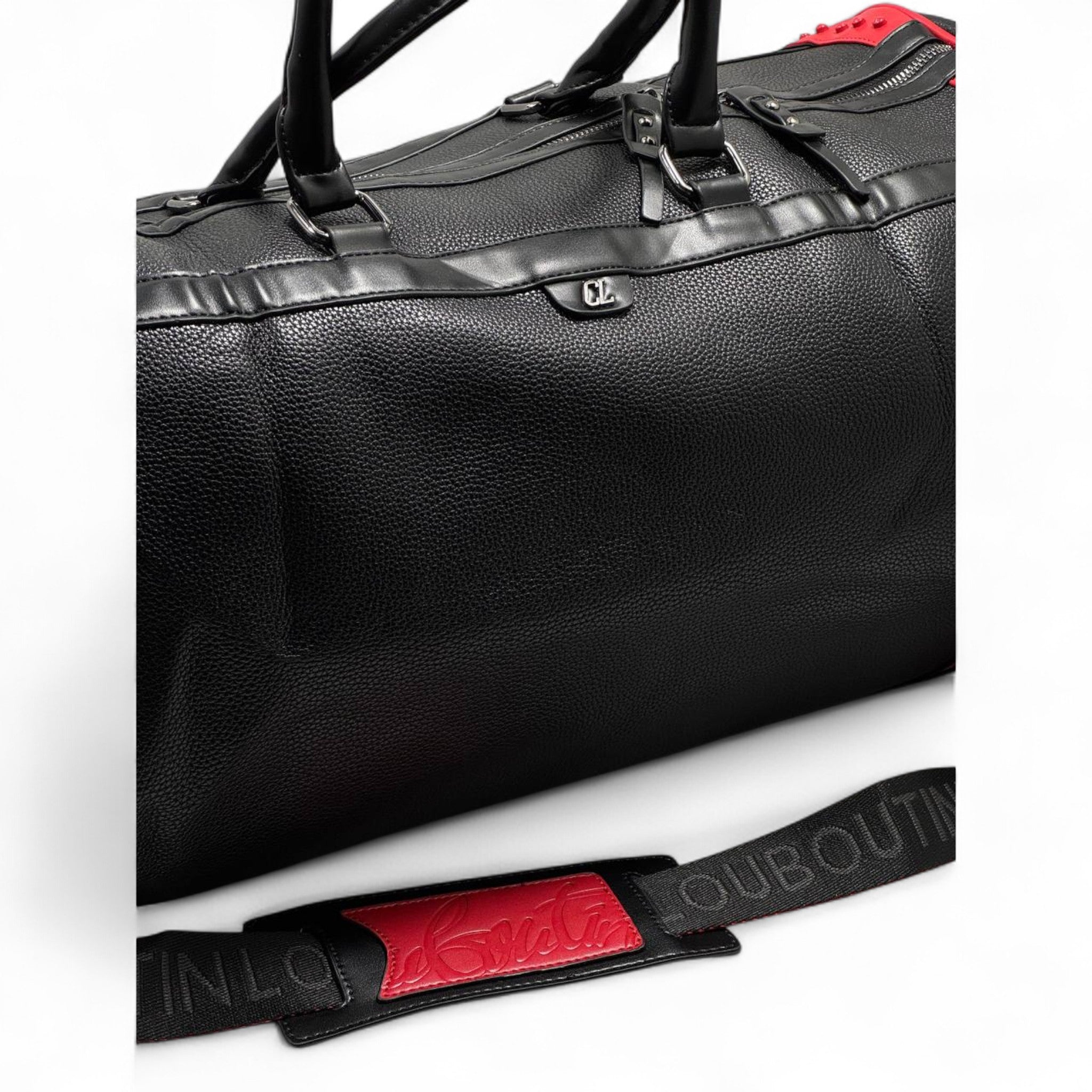 🧳 Christian Louboutin Travel Duffle Bag – Black & Red Leather Luxe