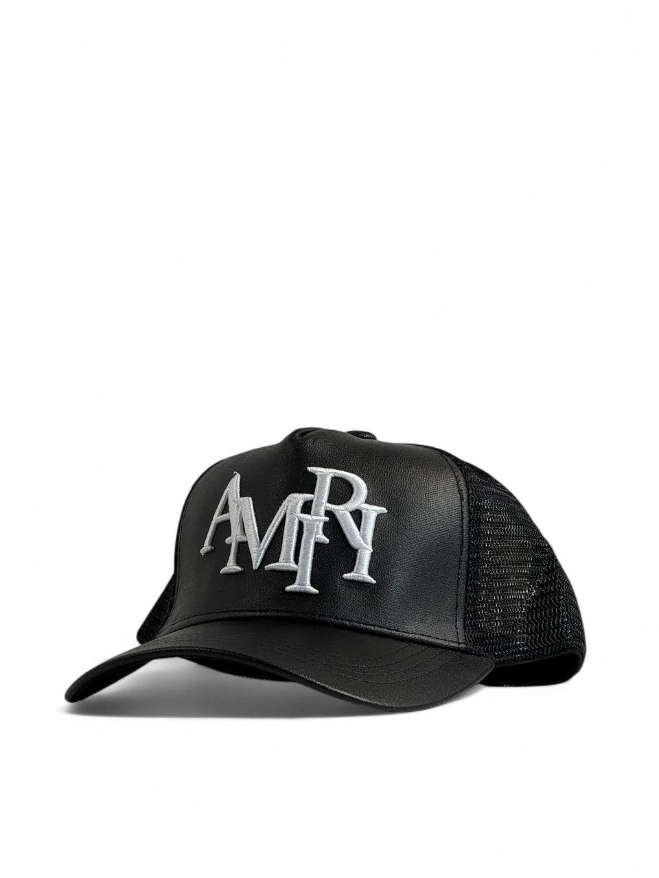 Amiri Black Trucker Cap 🧢 – Leather Look | Luxury Streetwear 🖤