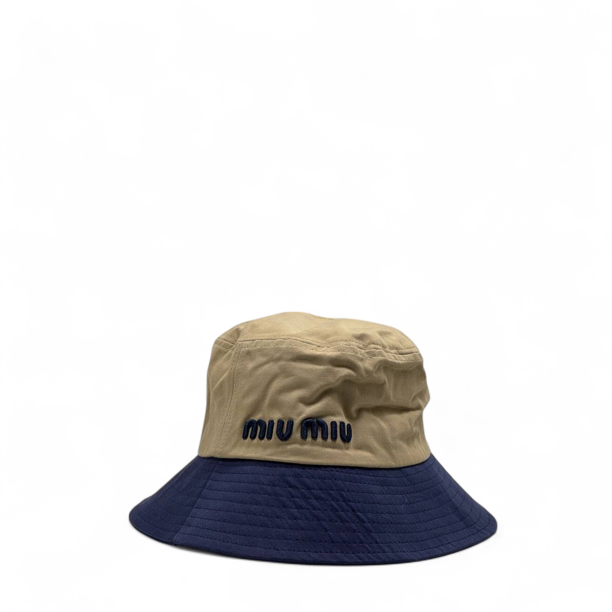 Miu Miu Beige & Navy Bucket Hat 🧢 – Bold Minimalism, Maximum Style