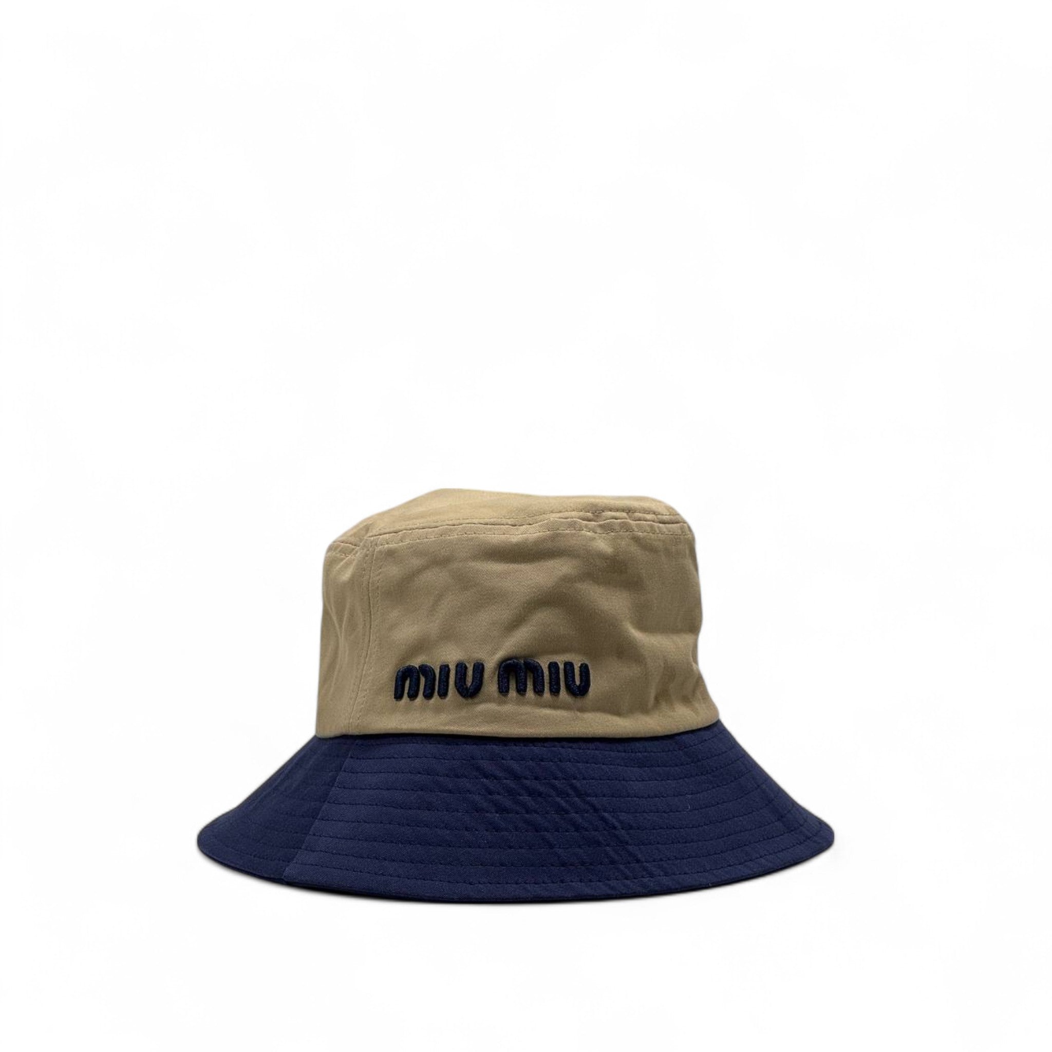Miu Miu Beige & Navy Bucket Hat 🧢 – Bold Minimalism, Maximum Style