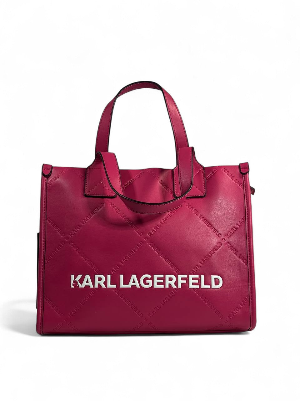 💖 Karl Lagerfeld Pink Tote Bag – Quilted Logo Shopper Handbag ✨👜