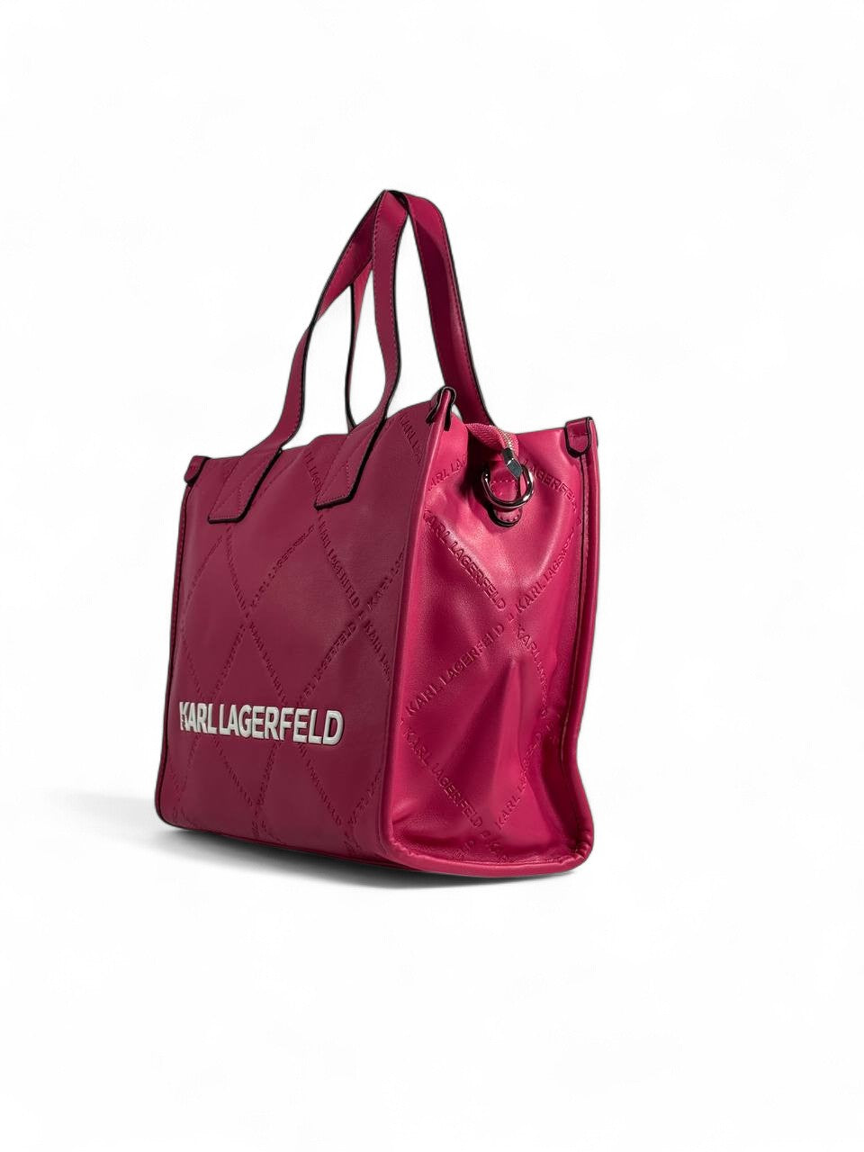 💖 Karl Lagerfeld Pink Tote Bag – Quilted Logo Shopper Handbag ✨👜
