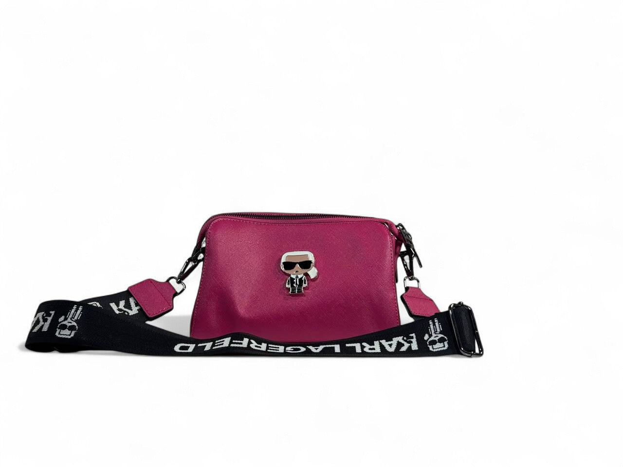 ✨ Karl Lagerfeld Pink Crossbody Bag – Iconic Strap & Cartoon Charm 👜💖