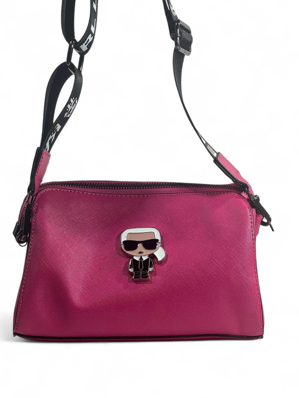 ✨ Karl Lagerfeld Pink Crossbody Bag – Iconic Strap & Cartoon Charm 👜💖