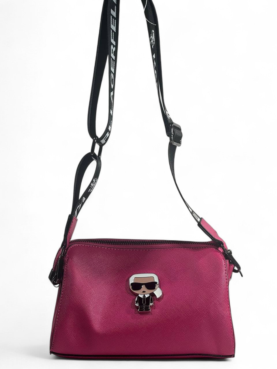 ✨ Karl Lagerfeld Pink Crossbody Bag – Iconic Strap & Cartoon Charm 👜💖