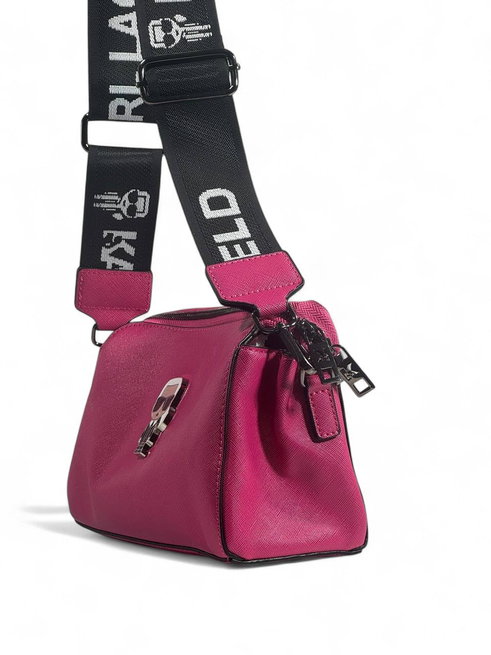✨ Karl Lagerfeld Pink Crossbody Bag – Iconic Strap & Cartoon Charm 👜💖