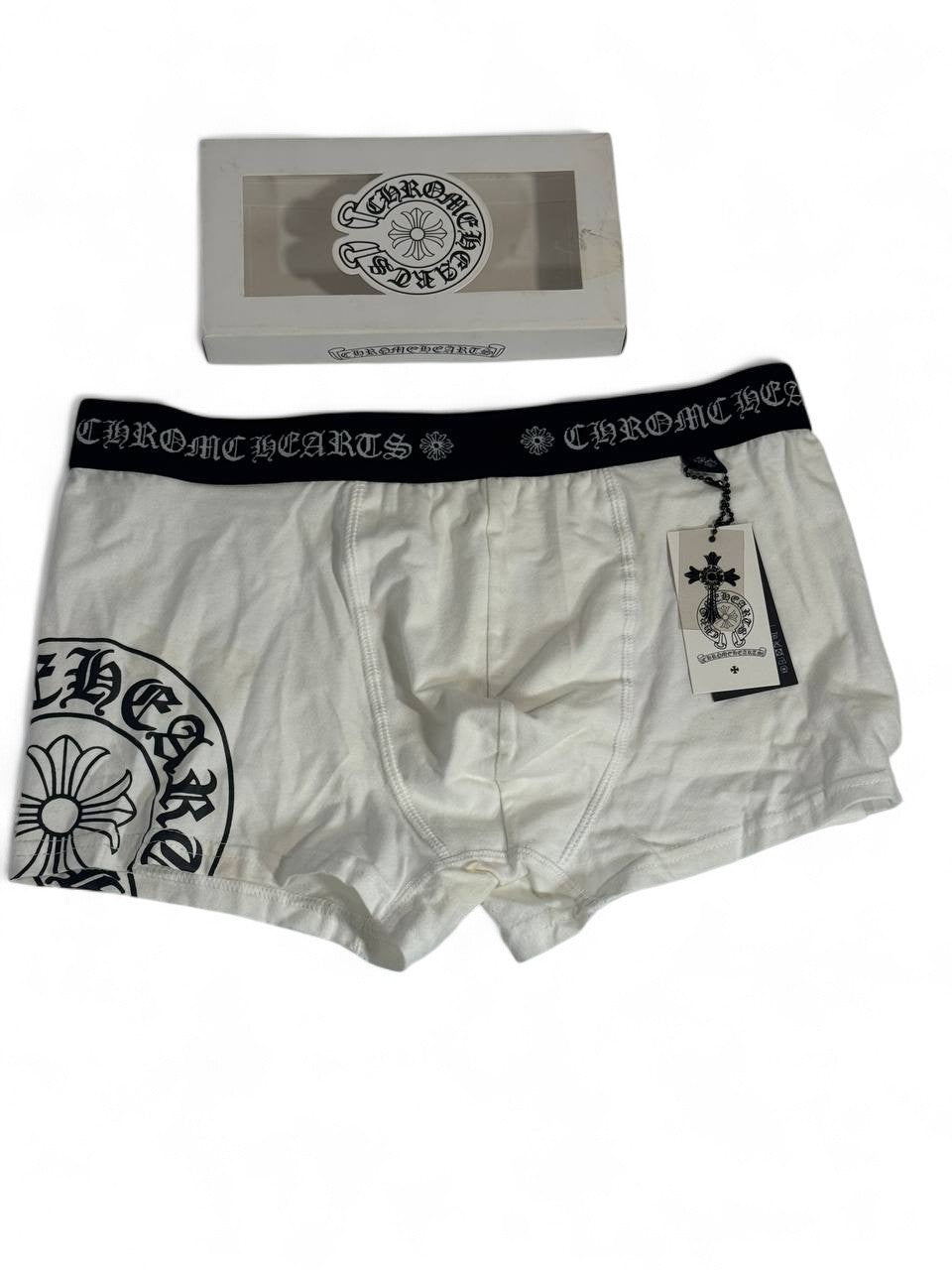 🤍 Chrome Hearts Men’s Boxer Briefs – White Luxury Underwear 🖤✨