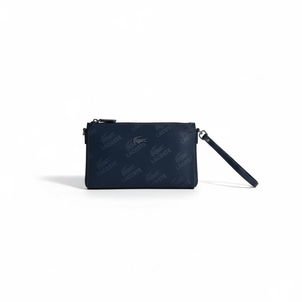 👜 Lacoste Monogram Navy Wristlet Pouch – Sleek. Sporty. Iconic 🐊