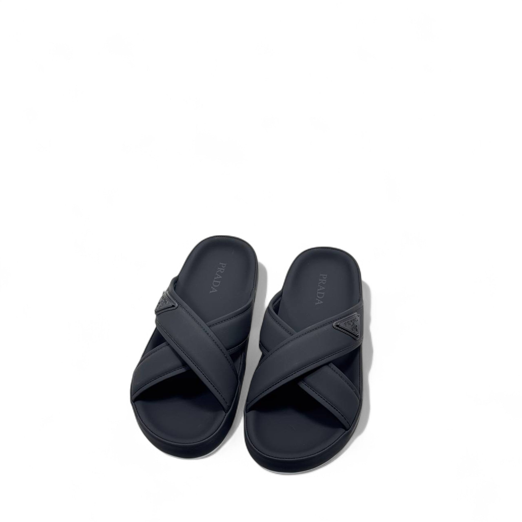 Prada Black Cross-Strap Slides 👣 – Iconic Designer Comfort