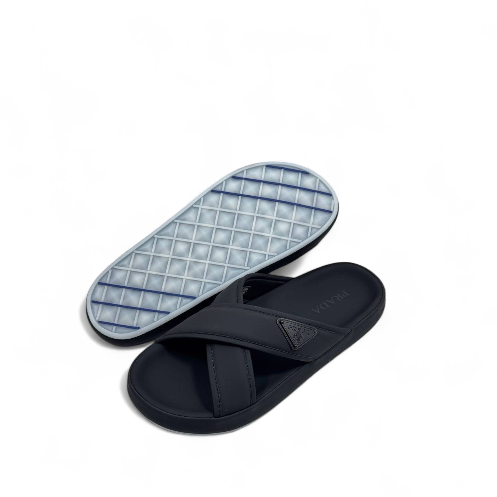 Prada Black Cross-Strap Slides 👣 – Iconic Designer Comfort