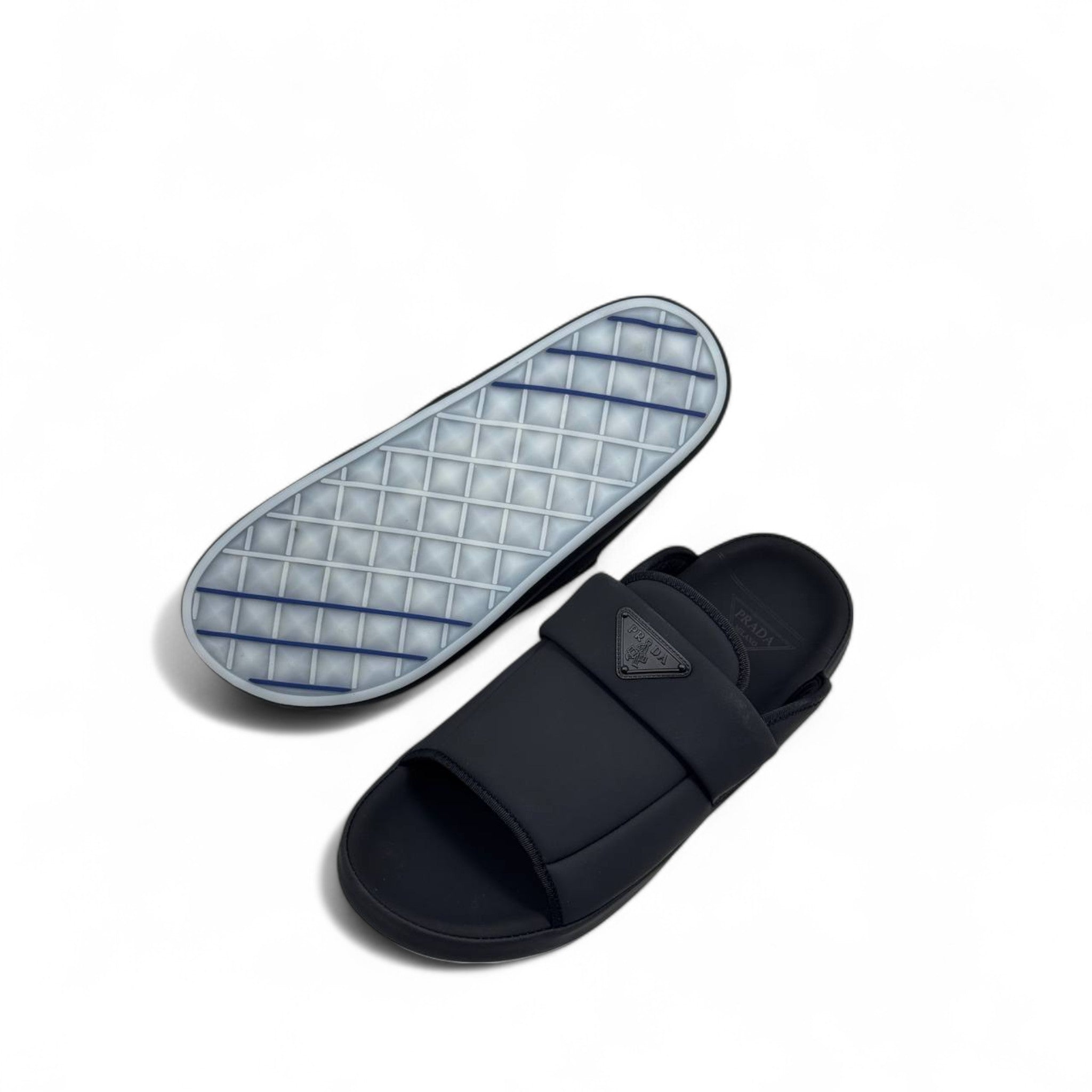 Prada Black Padded Logo Slides 🖤 – Sleek Luxury Comfort