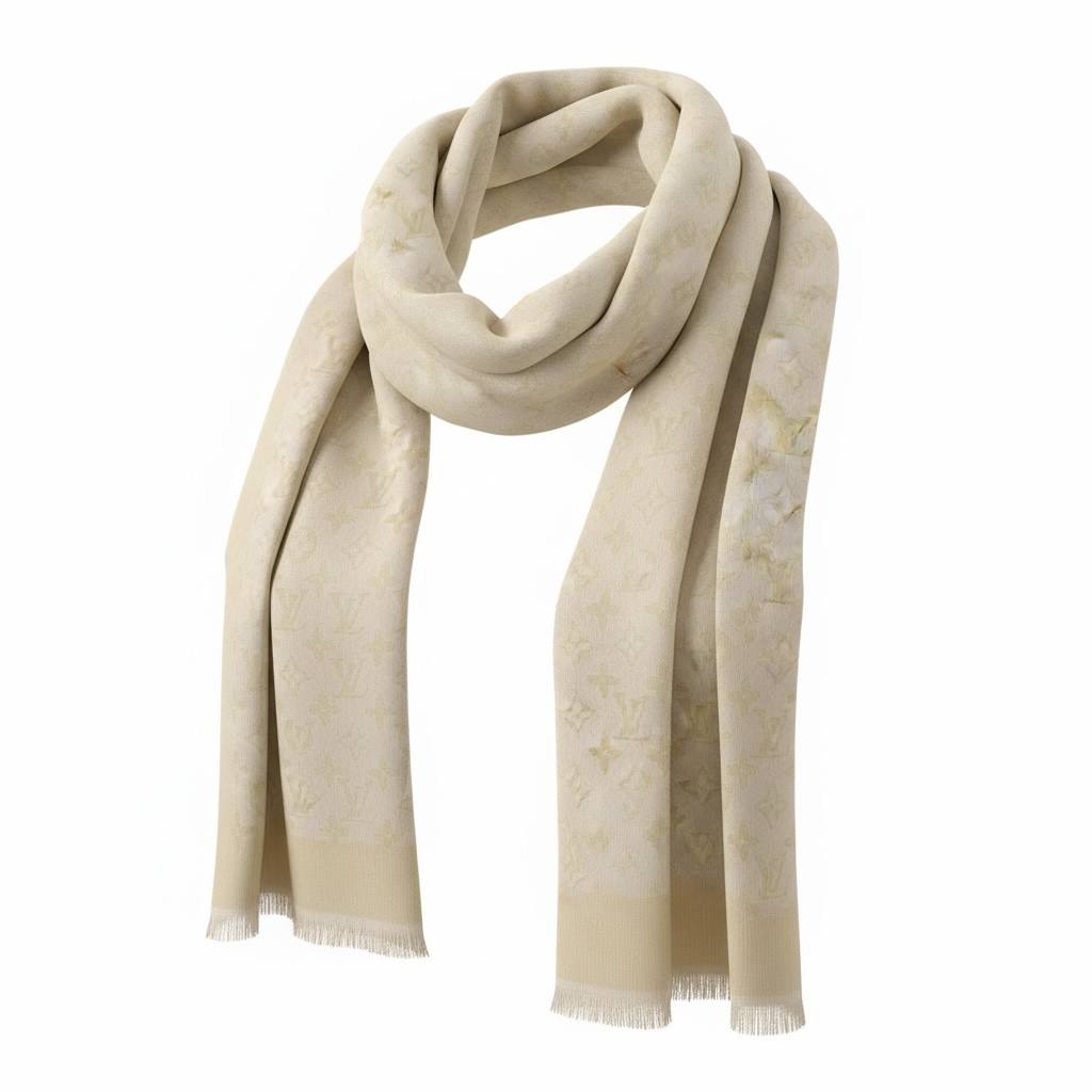 🧣 Louis Vuitton Ivory Monogram Scarf – Iconic Elegance & Timeless Luxury ✨