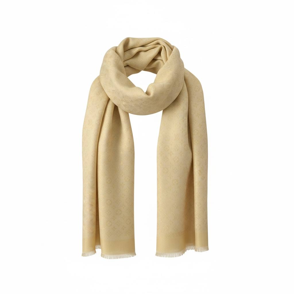 🧣 Louis Vuitton Ivory Monogram Scarf – Iconic Elegance & Timeless Luxury ✨