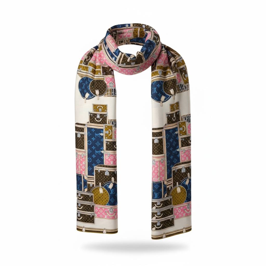 🧣 Louis Vuitton Multicolor Monogram Silk Scarf – Iconic Artistry & Luxury Style ✨