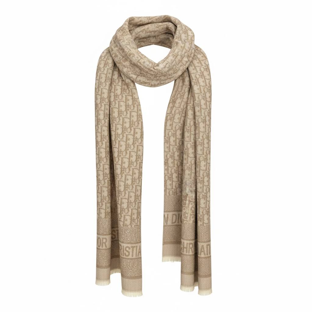 đ§Ł Dior Beige Oblique Monogram Scarf â Iconic Parisian Elegance â¨